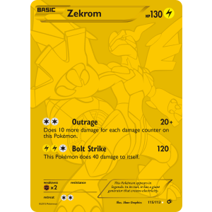 Rare Secret Zekrom 115/113 Pokemon TCG Black & White Legendary Treasures