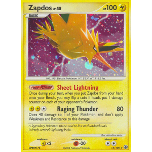 Rare Holo Zapdos 14/100 Pokemon TCG Diamond & Pearl Majestic Dawn