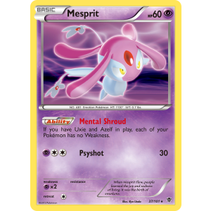 Rare Holo Mesprit 37/101 Pokemon TCG Black & White Plasma Blast