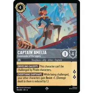 Super Rare Captain Amelia - Commander of the Legacy 192/204 Disney Lorcana TCG Azurite Sea