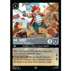 Super Rare Mr. Smee - Captain of the Jolly Roger 176/204 Disney Lorcana TCG Azurite Sea