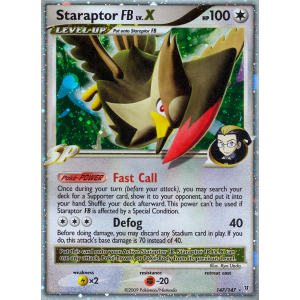 Rare Holo LV.X Staraptor FB LV.X 147/147 Pokemon TCG Platinum Supreme Victors