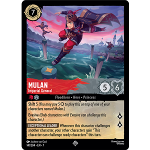 Super Rare Mulan - Imperial General 141/204 Disney Lorcana TCG Archazia's Island