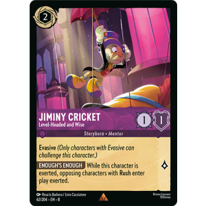Jiminy Cricket - Level-Headed and Wise 62/204 Disney Lorcana TCG Reign of Jafar