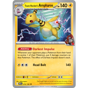 Team Rocket's Ampharos 74/182 Pokemon TCG Scarlet & Violet Destined Rivals