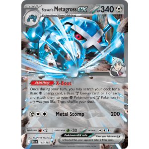 Double Rare Steven's Metagross ex 145/182 Pokemon TCG Scarlet & Violet Destined Rivals