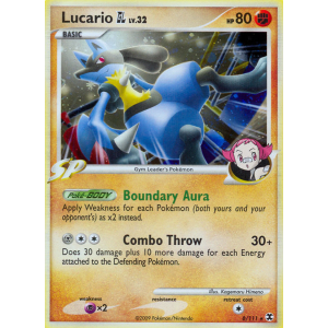 Rare Holo Lucario GL 8/111 Pokemon TCG Platinum Rising Rivals