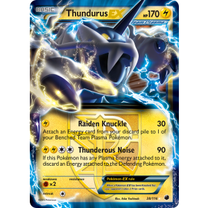 Rare Holo EX Thundurus-EX 38/116 Pokemon TCG Black & White Plasma Freeze