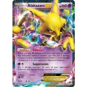 Rare Holo EX Alakazam-EX 25/124 Pokemon TCG XY Fates Collide