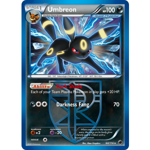 Rare Holo Umbreon 64/116 Pokemon TCG Black & White Plasma Freeze