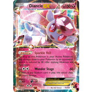 Rare Holo EX Diancie-EX 72/124 Pokemon TCG XY Fates Collide