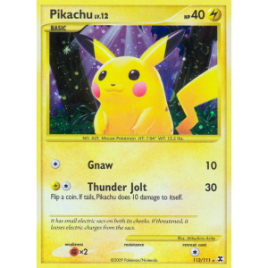 Rare Secret Pikachu 112/111 Pokemon TCG Platinum Rising Rivals