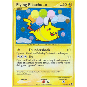 Rare Secret Flying Pikachu 113/111 Pokemon TCG Platinum Rising Rivals