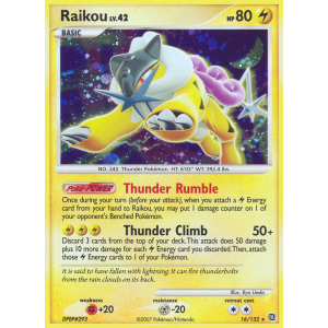 Rare Holo Raikou 16/132 Pokemon TCG Diamond & Pearl Secret Wonders