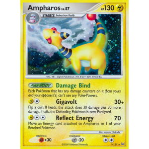 Rare Holo Ampharos 1/127 Pokemon TCG Platinum Platinum