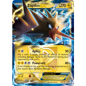 Rare Holo EX Zapdos-EX 48/135 Pokemon TCG Black & White Plasma Storm