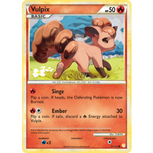 Vulpix 87/123 Pokemon TCG HeartGold & SoulSilver HeartGold & SoulSilver