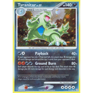 Rare Holo Tyranitar 17/123 Pokemon TCG Diamond & Pearl Mysterious Treasures