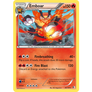 Rare Holo Emboar 26/149 Pokemon TCG Black & White Boundaries Crossed