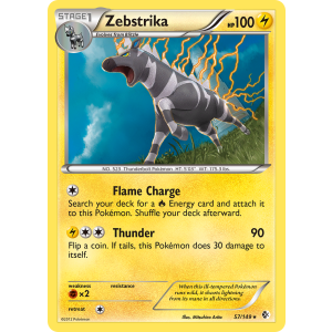 Rare Holo Zebstrika 57/149 Pokemon TCG Black & White Boundaries Crossed