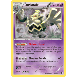 Rare Holo Dusknoir 63/149 Pokemon TCG Black & White Boundaries Crossed