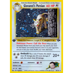 Rare Holo Giovanni's Persian 8/132 Pokemon TCG Gym Gym Challenge