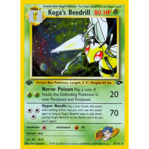 Rare Holo Koga's Beedrill 9/132 Pokemon TCG Gym Gym Challenge