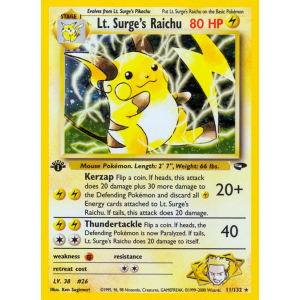 Rare Holo Lt. Surge's Raichu 11/132 Pokemon TCG Gym Gym Challenge