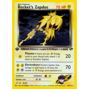 Rare Holo Rocket's Zapdos 15/132 Pokemon TCG Gym Gym Challenge