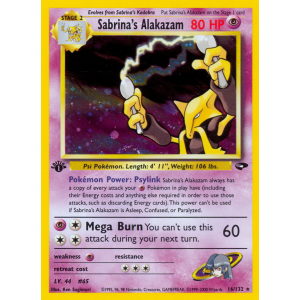 Rare Holo Sabrina's Alakazam 16/132 Pokemon TCG Gym Gym Challenge