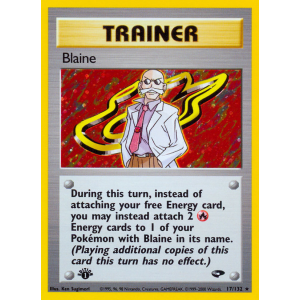 Rare Holo Blaine 17/132 Pokemon TCG Gym Gym Challenge