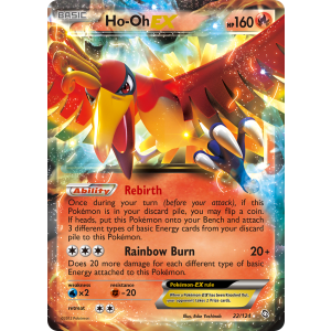 Rare Holo EX Ho-Oh-EX 22/124 Pokemon TCG Black & White Dragons Exalted