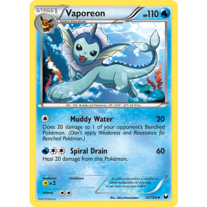 Vaporeon 25/108 Pokemon TCG Black & White Dark Explorers