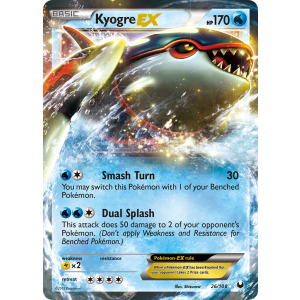 Rare Holo EX Kyogre-EX 26/108 Pokemon TCG Black & White Dark Explorers