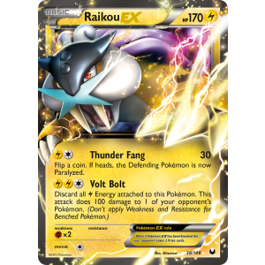 Rare Holo EX Raikou-EX 38/108 Pokemon TCG Black & White Dark Explorers