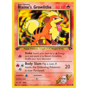 Blaine's Growlithe 62/132 Pokemon TCG Gym Gym Challenge