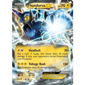 Rare Holo EX Thundurus-EX 26/108 Pokemon TCG XY Roaring Skies