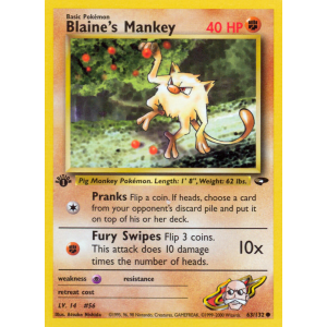 Blaine's Mankey 63/132 Pokemon TCG Gym Gym Challenge