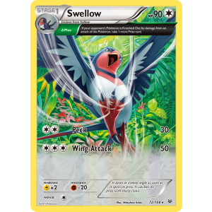 Rare Holo Swellow 72/108 Pokemon TCG XY Roaring Skies