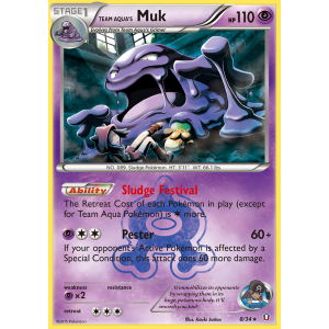 Rare Holo Team Aqua's Muk 8/34 Pokemon TCG XY Double Crisis