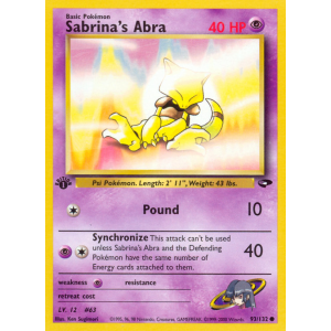 Sabrina's Abra 93/132 Pokemon TCG Gym Gym Challenge