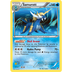 Rare Holo Samurott 32/114 Pokemon TCG Black & White Black & White