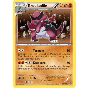 Rare Holo Krookodile 65/114 Pokemon TCG Black & White Black & White