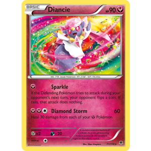 Rare Holo Diancie 71/119 Pokemon TCG XY Phantom Forces