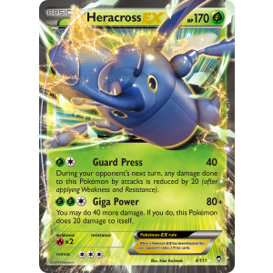 Rare Holo EX Heracross-EX 4/111 Pokemon TCG XY Furious Fists