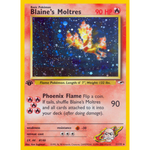 Rare Holo Blaine's Moltres 1/132 Pokemon TCG Gym Gym Heroes