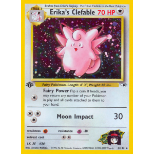 Rare Holo Erika's Clefable 3/132 Pokemon TCG Gym Gym Heroes