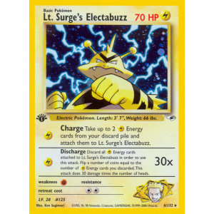 Rare Holo Lt. Surge's Electabuzz 6/132 Pokemon TCG Gym Gym Heroes