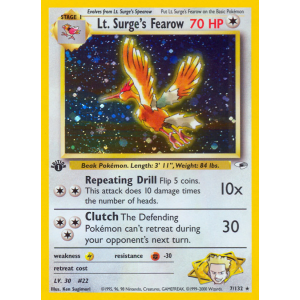 Rare Holo Lt. Surge's Fearow 7/132 Pokemon TCG Gym Gym Heroes