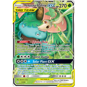 Rare Holo GX Venusaur & Snivy-GX 1/236 Pokemon TCG Sun & Moon Cosmic Eclipse